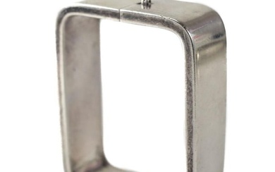 Vintage Heavy Taxco Mexico Sterling Silver Modernist Squared Bangle Bracelet