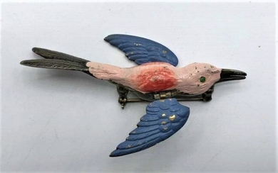 Vintage Mechanical Winged Swallow Bird Brooch