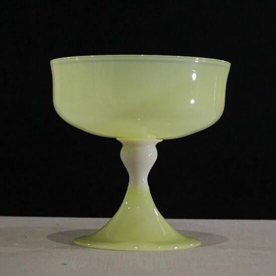 Vintage Opal Glass Footed Stem Compote Bowl