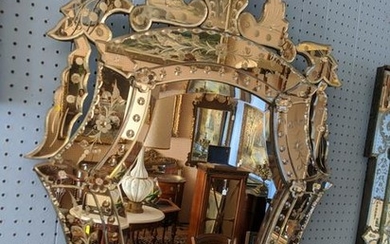 Vintage Ornate Venetian Sculptured Wall Hanging Mirror