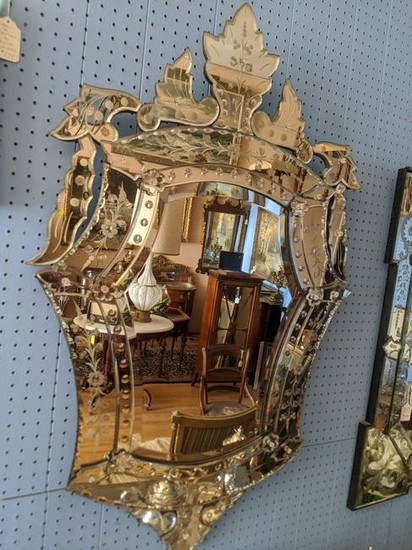 Vintage Ornate Venetian Sculptured Wall Hanging Mirror