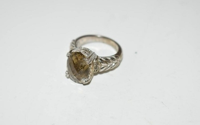 Vintage Sterling Silver Rhinestone Ring 7.