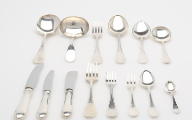 W.A BOLIN, A “Model I” silver cutlery set, 122 pieces, Stockholm, 1940-1980s, 3915 g. Excluding knives with steel blades.