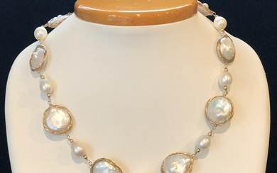 White Baroque Pearl and Sterling Silver Vermeil Wire