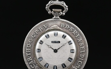 Zentra Replica Thalen .800 Silver Bavarian Coin Pocket Watch