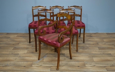 (-), set van 6 mahonie biedermeier stoelen waarvan...