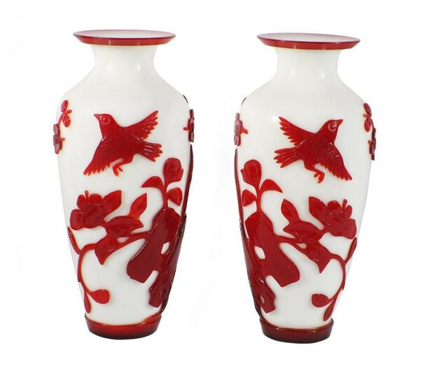 Early 20th Century Chinese Peking Glass Vases