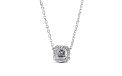 0.91 Total Carat Weight - - Necklace with pendant - 18 kt. White gold - 0.91 tw. Diamond (Natural) - Diamond