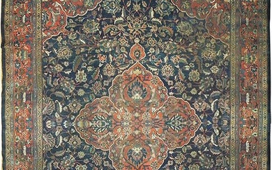 10 x 13 Navy Blue Antique Persian Mahal Rug