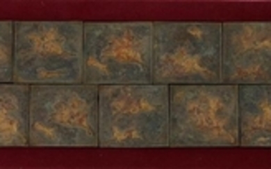 Chinese relief-decorated bronze hunting scene plaquettes (11pcs)