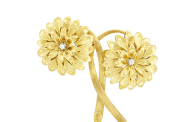 Gold and Diamond Double Flower Brooch, Cartier
