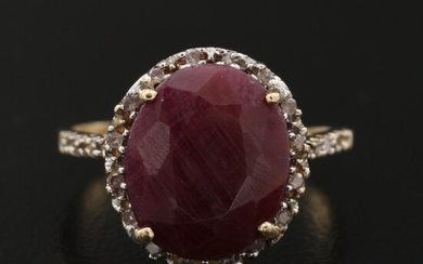 10K Ruby Ring with Diamond Accents