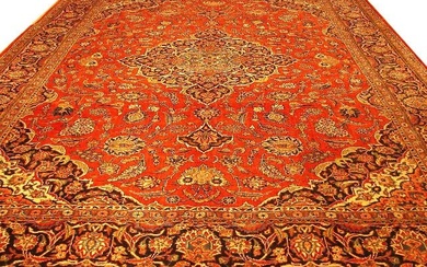 11 x 14 Red Old Persian Kashan Rug