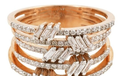 1.3 TCW HI/SI-I1 Baguette Diamond Band Ring 18k Gold