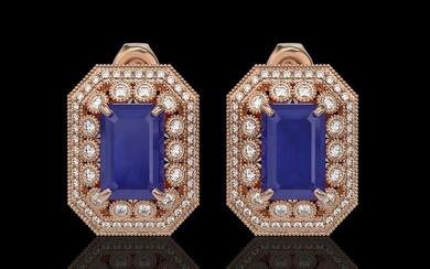 13.75 ctw Sapphire & Diamond Victorian Earrings 14K Rose Gold