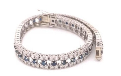 14 kt. White gold - Bracelet - 6.64 ct Sapphire