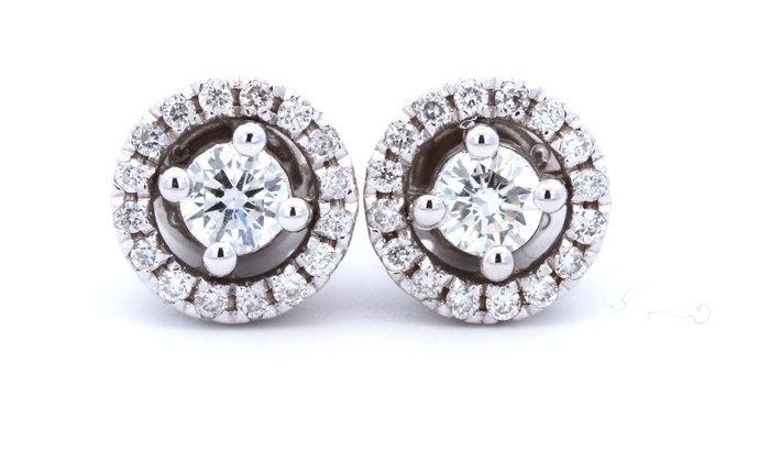 14 kt. White gold - Earrings - 0.30 ct Diamond - Diamonds
