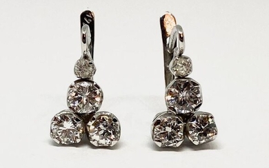 14 kt. White gold - Earrings - 2,14 ct Diamond