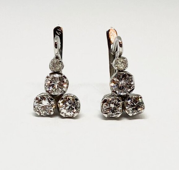 14 kt. White gold - Earrings - 2,14 ct Diamond