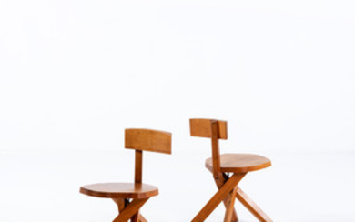 Pierre Chapo (1927-1987) Modèle S34A, Paire de chaises