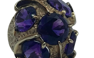 14K GOLD AND AMETHYST COCKTAIL RING SIZE 5 1/4