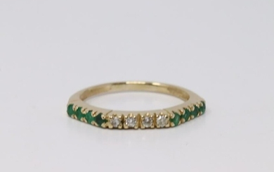 14Kt Yellow Gold Emerald Diamond Ring.