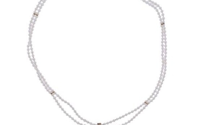 14k Gold Pearl Carnelian Cameo Diamond Necklace