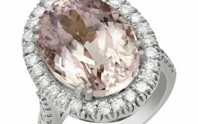 14k White Gold 11.83ct Kunzite 1.02ct Diamond Ring