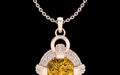 1.57 ctw Intense Fancy Yellow Diamond Micro Pave Necklace 18k Rose Gold