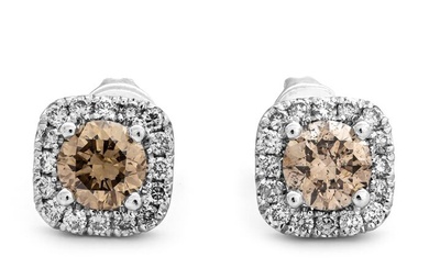 1.60 tcw Diamond Earrings - 14 kt. White gold - Earrings - 1.28 ct Diamond - 0.32 ct Diamonds - No Reserve Price