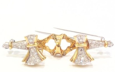 18 kt. White gold - Brooch, Earrings - Diamond