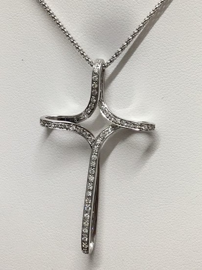 18 kt. White gold - Necklace with pendant - Diamonds, 80