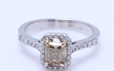 18 kt. White gold, Yellow gold - Ring - 1.03 ct Diamond - Diamonds