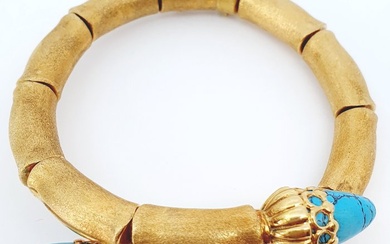18 kt. Yellow gold - Bracelet - 10.00 ct Turquoise - Turquoises