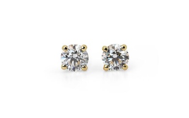 18 kt. Yellow gold - Earrings - 0.80 ct Diamond