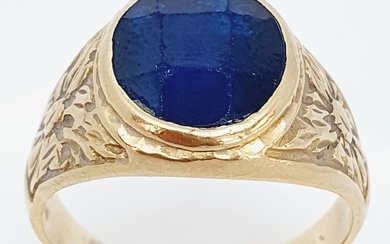 18 kt. Yellow gold - Ring - 5.00 ct Sapphire