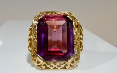 18 kt. Yellow gold - Ring Synthetic Alexandrite