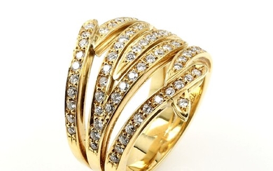 18 kt gold ring with brilliants , YG...