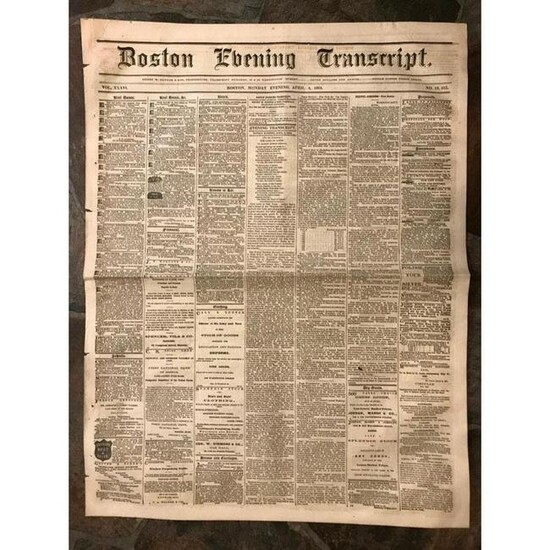 1864 Civil War Boston Newspaper