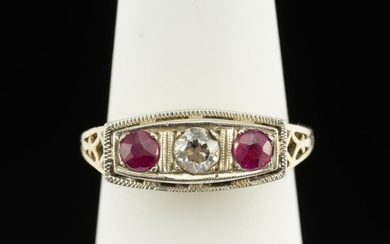 18K Gold, Diamond and Ruby Ring