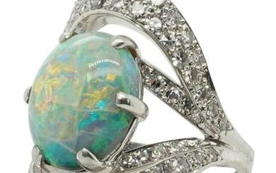 18k White Gold Opal and Diamond Ring