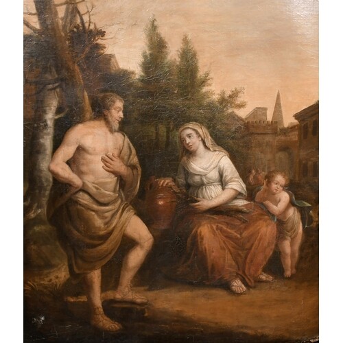 18th Century English School. Rebecca at the Well, Oil on Uns...