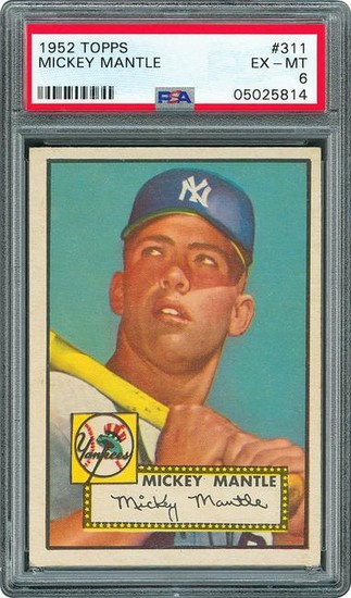 1952 Topps #311 Mickey Mantle Rookie Card - PSA EX-MT 6
