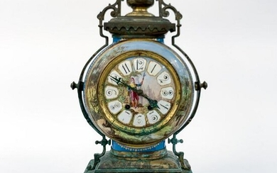 19TH C, FRENCH SEVRES STYLE PORCELAIN MANTLE CLOCK