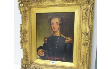 19TH CENTURY PORTRAIT, oil on canvas portrait of a young nav...