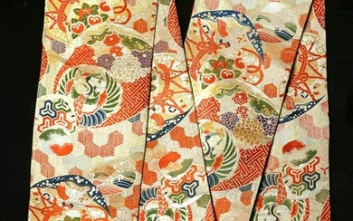 19th C. Japanese Edo Period Long Brocade Obi / Sash