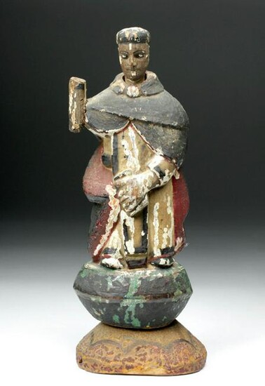 19th C. Mexico Painted Wood Santo - Monk