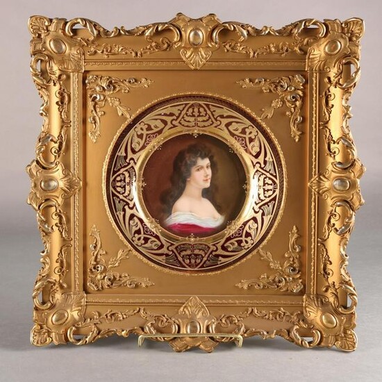 19th C. Royal Vienna Plate in Giltwood Ornate Frame