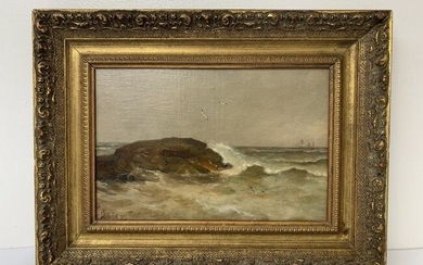 19th Century Oil on Canvas "Rough Waters" Seascape