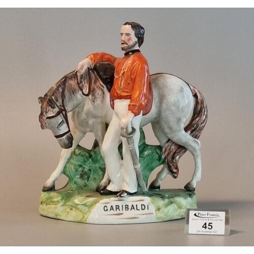 19th Century Staffordshire pottery equestrian figure group '...